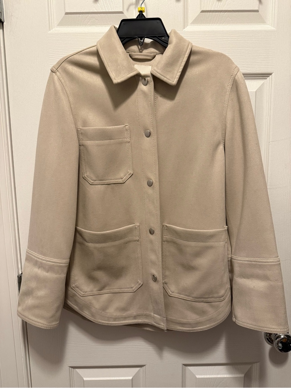 Beige H&M Faux Suede Button-Front Jacket